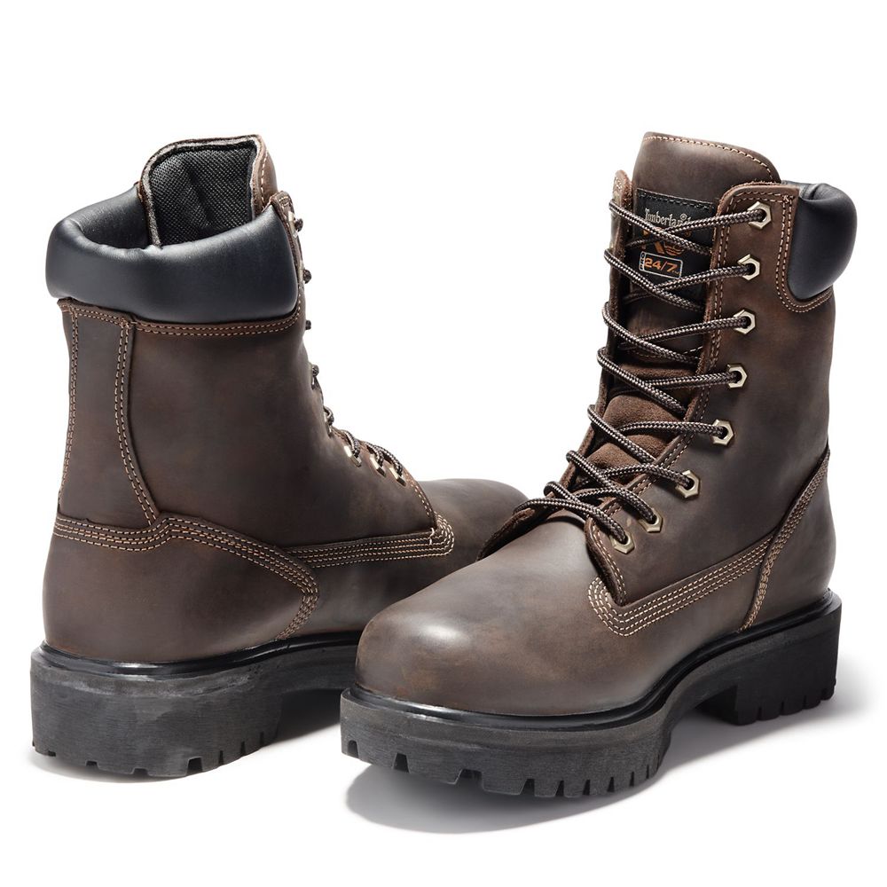 Timberland Pro Μποτακια Ανδρικα Καφε - Direct Attach 8\" Soft Toe - Greece 6750812-ML